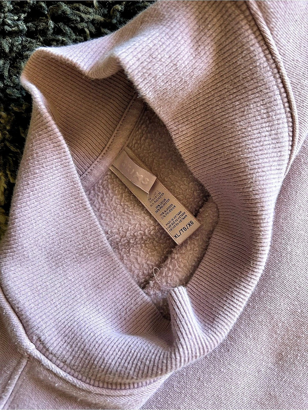 SKIMS Cotton Fleece Mock Neck Pullover Pink Sweatshirt - Picture 3 of 4